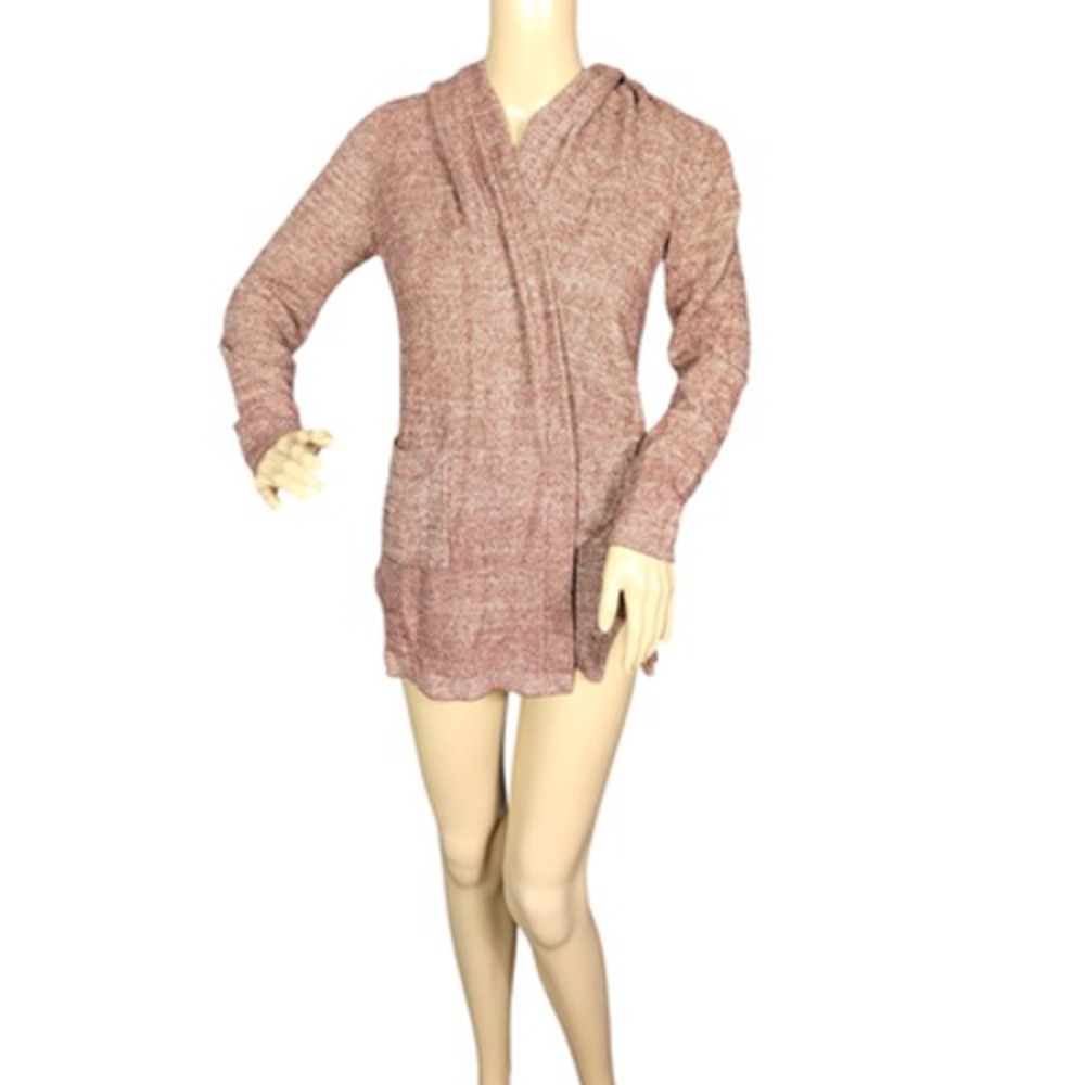 Barefoot Dreams Sweater Womens Large CozyChic Lite Hooded Cardigan Pockets 12/14